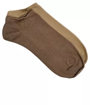 Носки мужские Calvin Klein короткие с монограммой 2 пары, коричневый