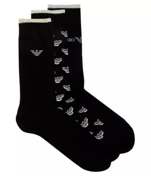 Носки мужские Emporio Armani с логотипом 3 пары, черный