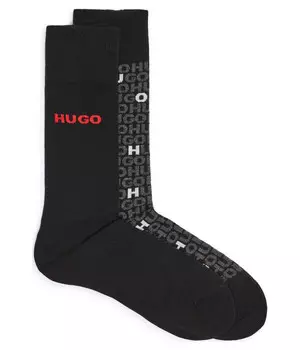 Носки мужские Hugo Bodywear с логотипом 2 пары, черный