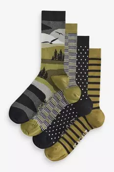 Носки мужские матросские, коробка из 4 шт Seasalt Cornwall, зеленый