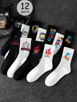 Носки мужские с принтом и смайликами, 12 пар