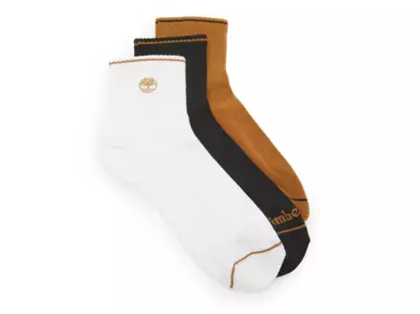Носки мужские Timberland Cushioned Logo Quarter Crew Socks - 3 шт., бежевый/черный/белый