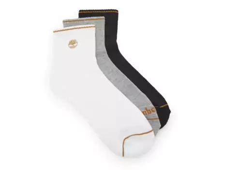 Носки мужские Timberland Cushioned Logo Quarter Crew Socks - 3 шт. в упаковке, черные/белые/серые