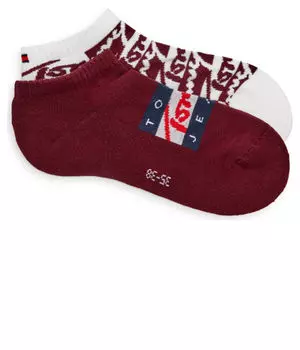 Носки мужские Tommy Jeans короткие с узором 2 пары, бургундия