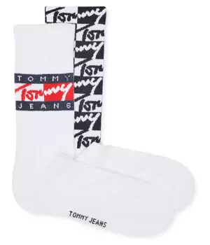 Носки мужские Tommy Jeans высокие с логотипом 2 пары, белый
