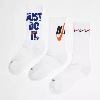 Носки Nike Everyday Plus Cushioned (3 шт), многоцветный/белый