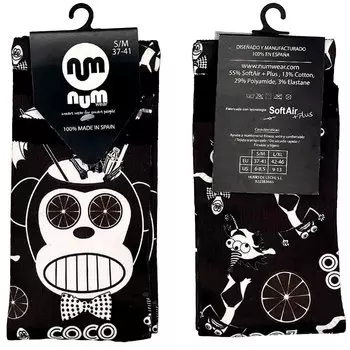 Носки Num Wear Loco monky coco loco Half long, черный