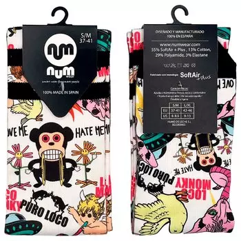 Носки Num Wear Loco monky puro loco half, Разноцветный