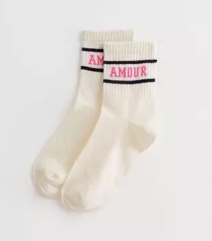 Носки Off White Amour в рубчик New Look, белый