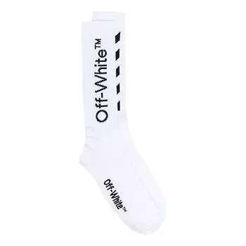 Носки Off-White Diag Mid Length Socks 'White Black', белый