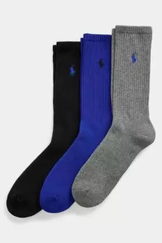 Носки поло из чесаного хлопка bci, 3 упаковки Polo Ralph Lauren, серый