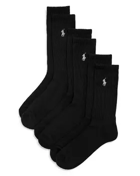 Носки Polo Ralph Lauren Sport Crew, набор из 3 шт, черный