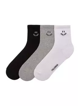 Носки Pull&Bear GOOD VIBES, цвет mottled grey/Black/White