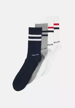 Носки Regular Cut Sport Stripe Unisex 4 Pack Levi's, культовые /темно-синие/серые