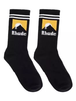 Носки RHUDE с логотипом, вязанные интарсией, черный