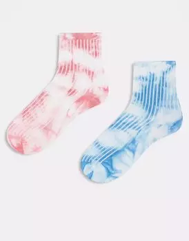 Носки с эффектом тай-дай, 2 упаковки, синего и розового цвета Pieces