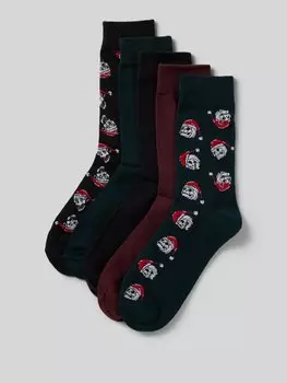 Носки с этикеткой, модель «Рождественский череп», в упаковке 5 шт Jack & Jones, темно-зеленый