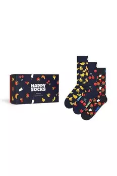 Носки с едой в подарочной упаковке, 3 шт. Happy Socks, темно-синий