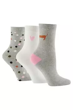 Носки с изображением собаки сосисочки, 3 упаковки Caroline Gardner, серый