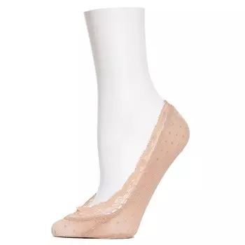 Носки с кружевной подкладкой в горошек MeMoi, цвет Nude