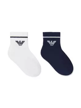 Носки с логотипом и интарсией (упаковка из двух штук) Emporio Armani Kids, синий