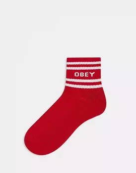 Носки с логотипом Obey Coop красного цвета