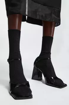 Носки с люрексом в рубчатку, черный