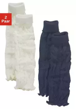 Носки с манжетами "Лавана" (в упаковке 2 пары) узором "косы" Lavana, цвет 1 X Marine, 1 X Ecru