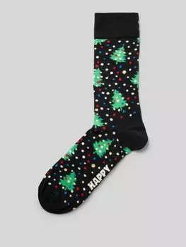 Носки с принтом, модель «Рождественская ночь» Happy Socks, черный