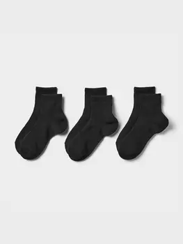 Носки с ребристым ворсом, 3 пары Uniqlo, черный