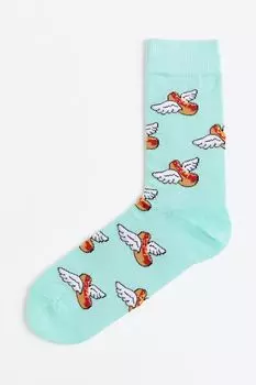 Носки с рисунком H&amp;M, светло-бирюзовый/хот-доги