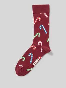 Носки с узорчатой вышивкой, модель «Конфетная трость» Happy Socks, бордовый