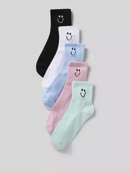 Носки с узорчатой вышивкой модель 'MINDRA' Pieces, белый