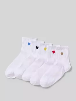 Носки с узорчатой вышивкой модель «МОВА» Pieces, белый