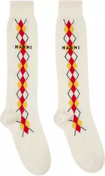 Носки с узором «Оливково-белые» Marni
