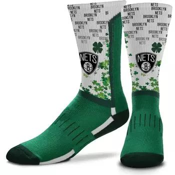 Носки с V-образным вырезом для босых ног Brooklyn Nets Four Leaf в честь Дня Святого Патрика