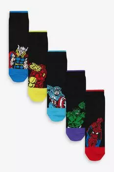 Носки с высоким содержанием хлопка в упаковке 5 шт Marvel Avengers черные Next, черный