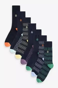 Носки с забавным дизайном из переработанного хлопка, 7 упаковок Jeff Banks, синий