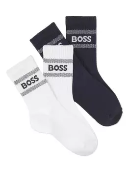 Носки с жаккардовым принтом и логотипом BOSS Kidswear (упаковка из двух штук), синий