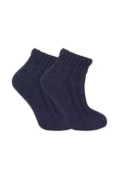 Носки-сапоги из смесовой шерсти с массивным ребристым вырезом и низким вырезом до щиколотки Sock Snob, синий