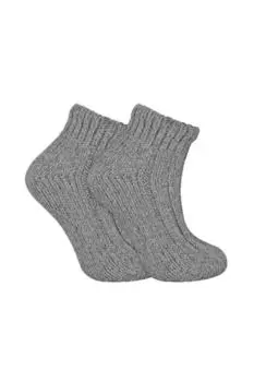 Носки-сапоги из смесовой шерсти с массивным ребристым вырезом и низким вырезом до щиколотки Sock Snob, серый