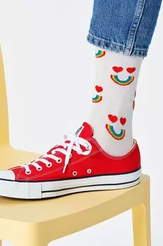 Носки «Счастливая радуга» Happy Socks, белый