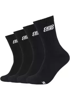 Носки Skechers (4 шт.) с усиленной пяткой и носком для долговечности, черный