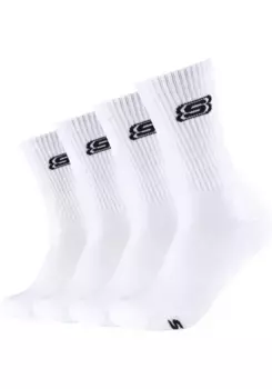 Носки Skechers (4 шт.) с усиленной пяткой и носком для долговечности, белый