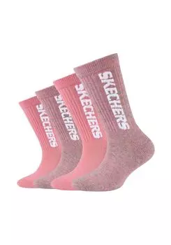 Носки Skechers Tennis 4 шт cushioned, цвет flamingo moulin