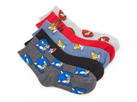 Носки Sonic Kids' Crew Socks - 5 Pack High Point Design, синий/серый/красный