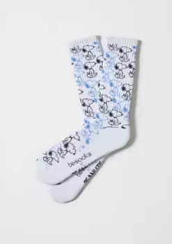 Носки спортивные унисекс Snoopy высокие из органического хлопка белого цвета Besocks, белый