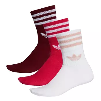 Носки средней длины с вырезом CRW SCK, унисекс, 3 шт. в упаковке Adidas Originals, 3 Pack (White+Red+Red Brown)