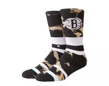 Носки Stance Casual NBA Brooklyn Nets Acid Wash Black/White Crew M558C18NET-BLK