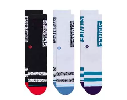 Носки Stance UnCommon Solids Classic The OG, 3 пары, черно-белые/зеленые/белые, A556C20OG3-MUL